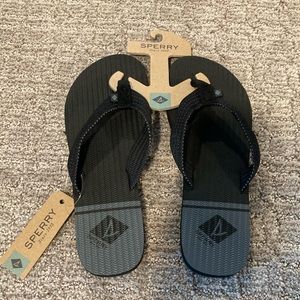 Brand New Black Sperry Black Flip Flops